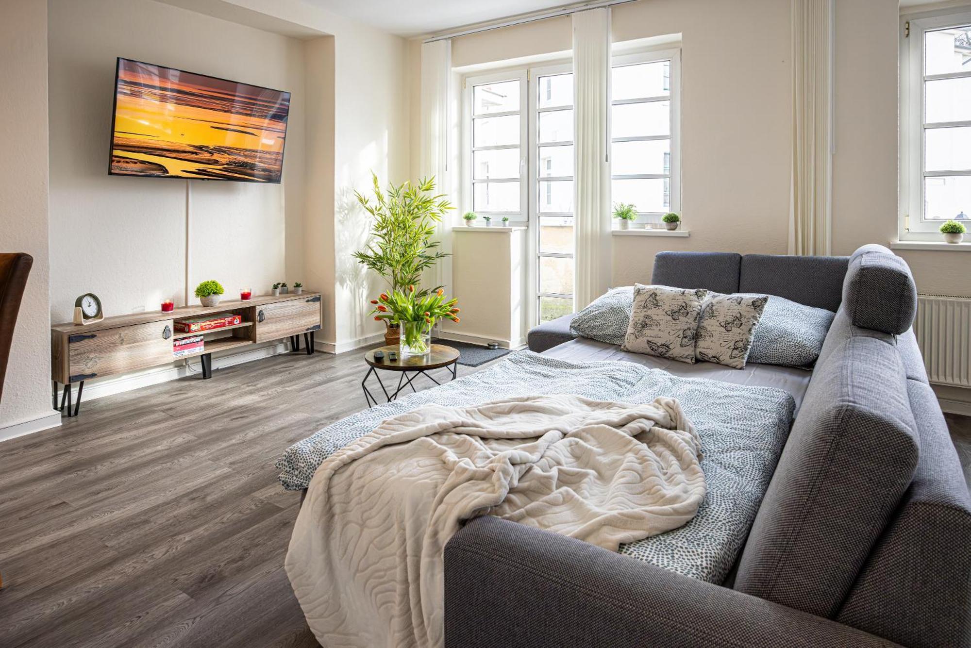 Luxus City Apartment Sauna Balkon Kueche Zentral รอสต็อค ภายนอก รูปภาพ